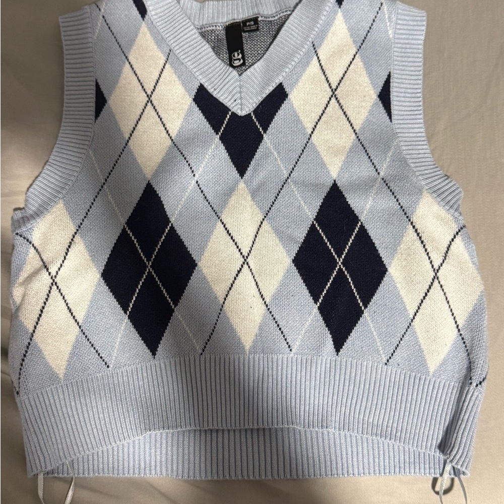 Garage Blue and White Argyle Knit Vest